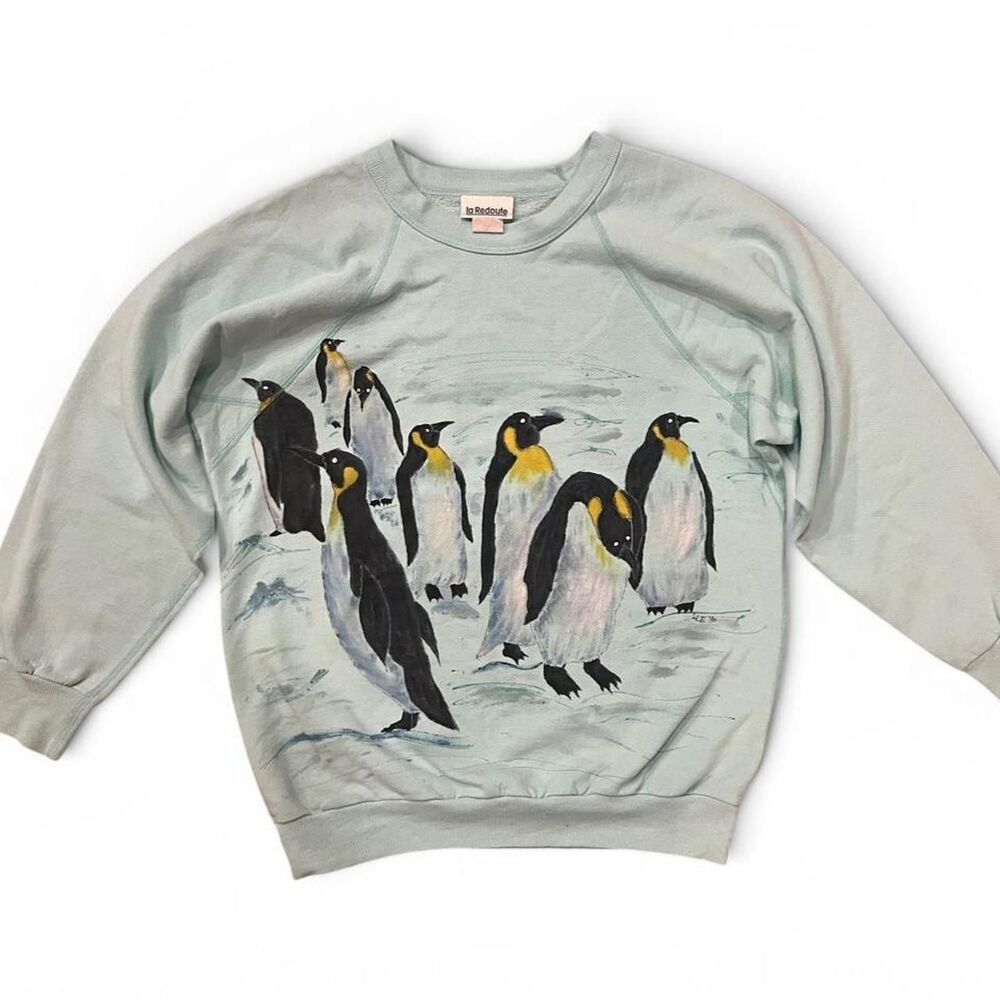 Vintage La Redoute Pastel Mint Penguin Graphic Sweatshirt Retro Crewneck M